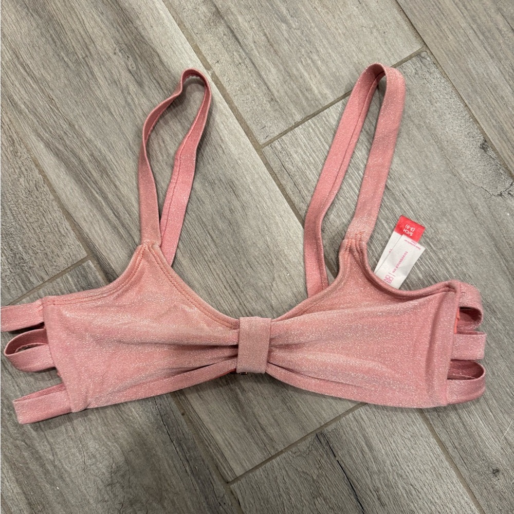 No Boundaries Sparkly Peachy Pink Swim Suit Top